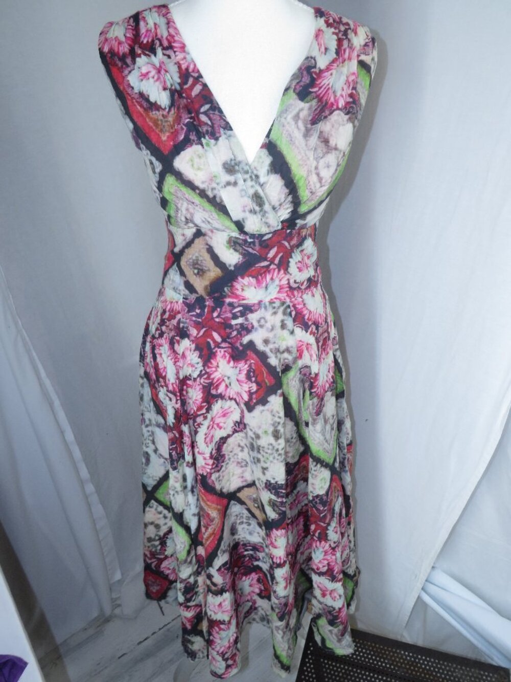 J. Peterman Floral Boho Sleeveless Dress India‑Made Cotton Shell, Festival Midi